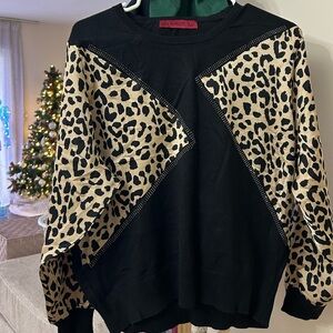 Leopard Print Black Sweater